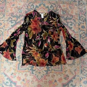 Floral Print Bell Sleeve Blouse